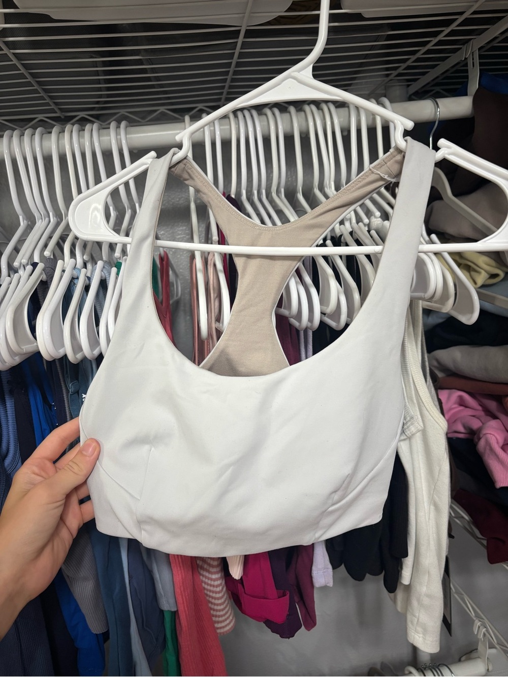 lululemon athletica White Racerback Sports Bra with Nude Liner